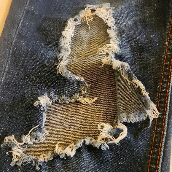 Vintage Y2K Refuge Dark Blue Distressed Skinny Jeans Women's Size 2 - Picture 7 of 16